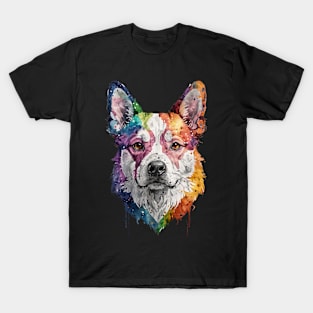 Colorful water paint style dog T-Shirt